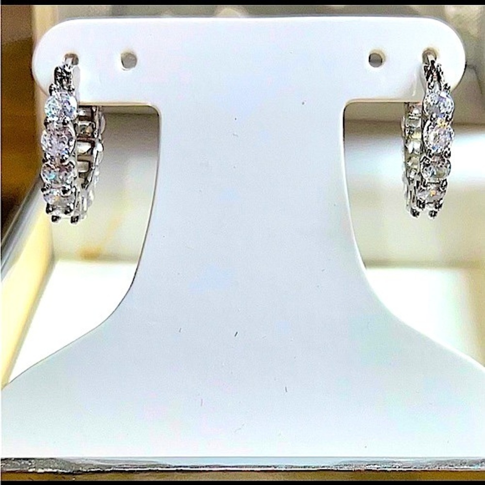 - 3 Carat simulated Diamond Hoop Earrings 925 sterling silver stamped 20mm